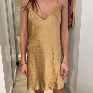 Reformation Gold Slip Dress